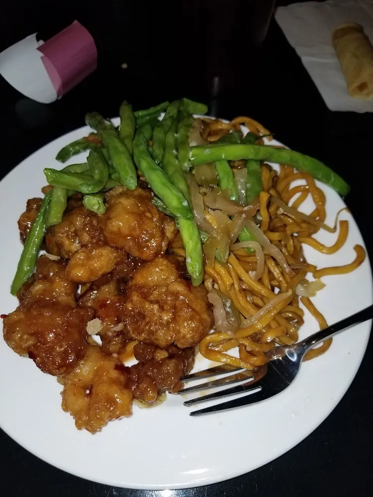 General TSO's Chicken with Asian Green Beans and Lo Mein