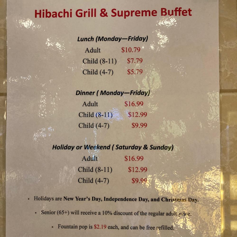 Hibachi Grill and Supreme Buffet Menu image 1